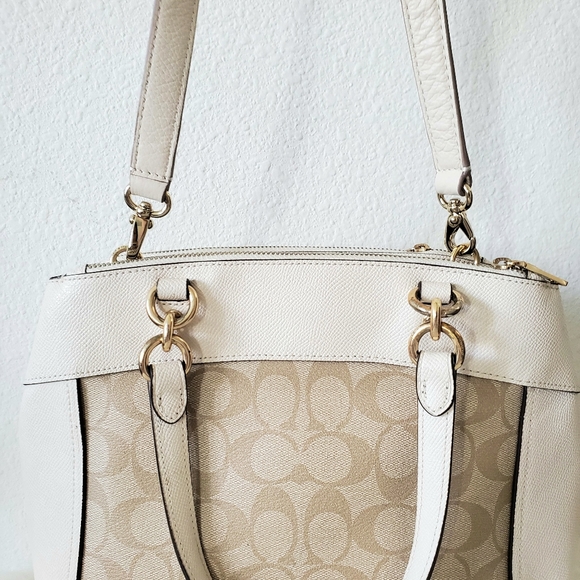 Coach Beige Leather Signature Purse Bag satchel Crossbody - Picture 6 of 11